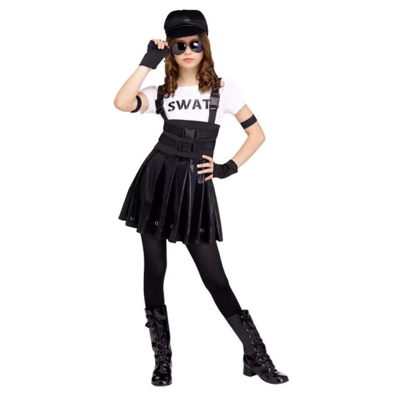 Kids SWAT Team Costume BLACK AND WHITE CHILD SMALL