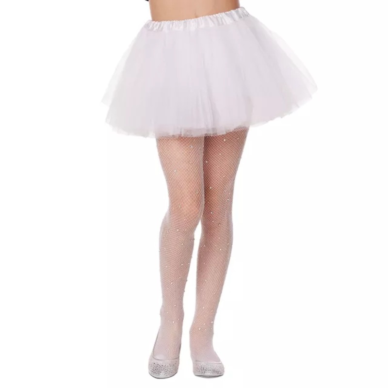 Kids White Rhinestone Fishnet Tights WHITE GIRLS HOS M/L