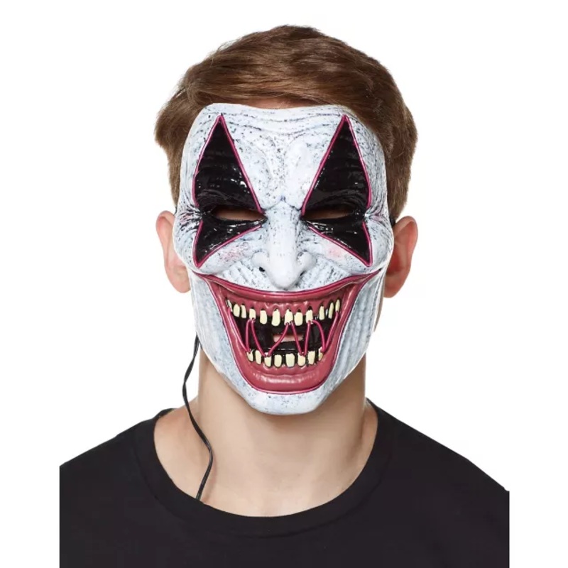Laughing EL Wire Riot Clown Half Mask  ONE SIZE FITS MOST