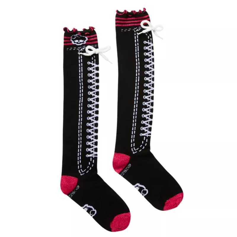 Monster High Knee High Socks BLACK AND PINK ONE SIZE FITS MOST