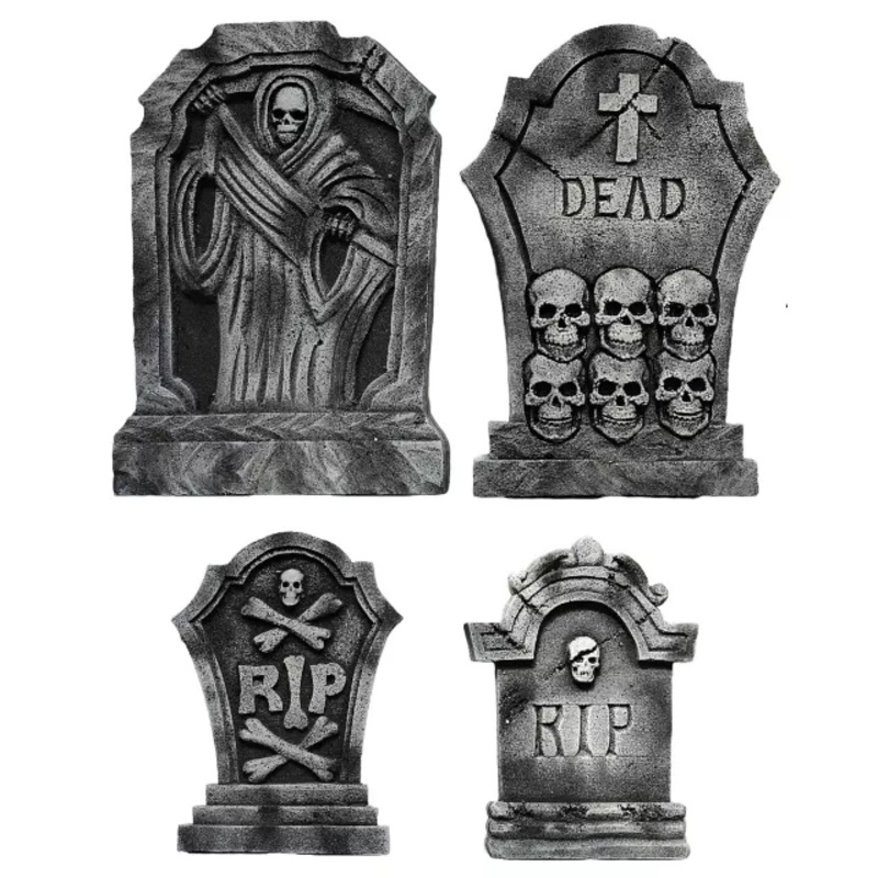 Multi-Pack Skull Tombstones - 4 Pack