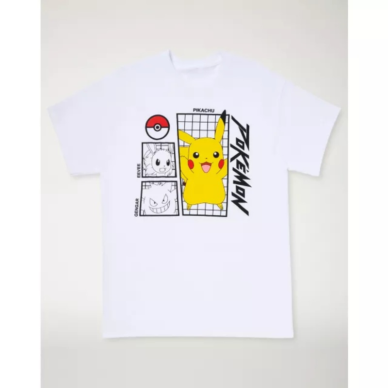 Pikachu Eevee Gengar T Shirt - Pokmon WHITE ADULT SMALL