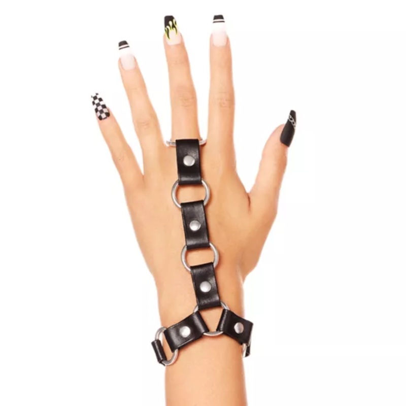 Punk Rock Hand Chain BLACK ONE SIZE FITS MOST