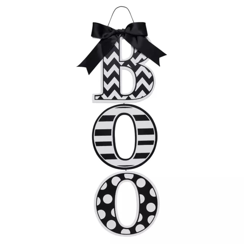 Wooden Boo Hanging Sign MULTI-COLOR 20 INCH