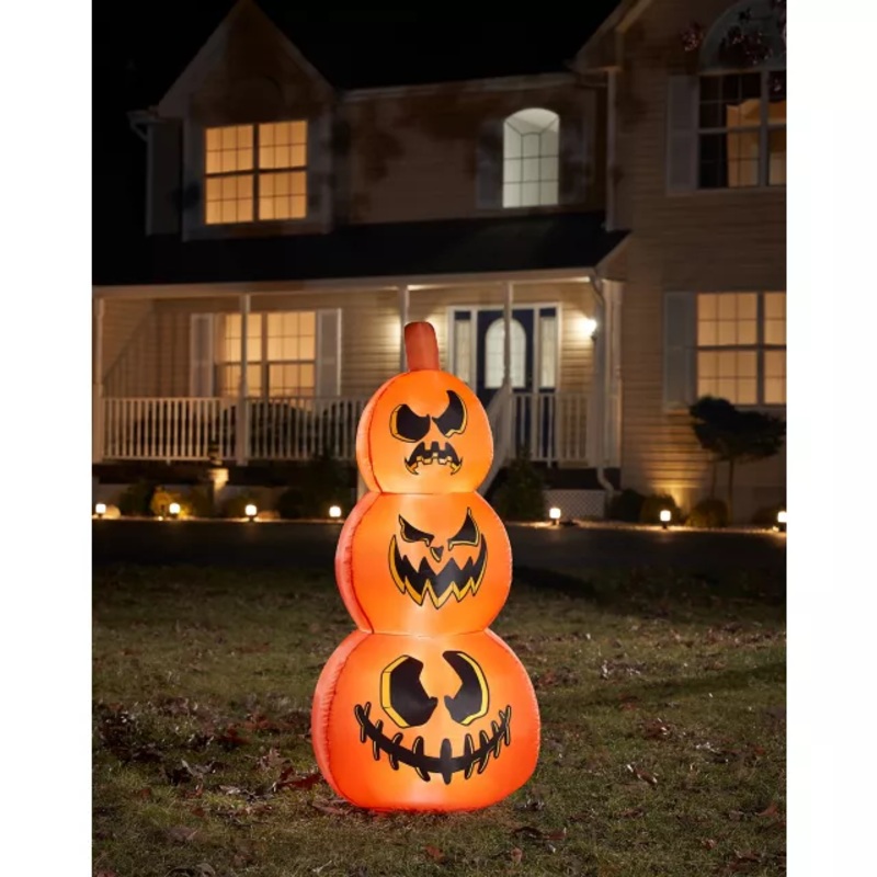 4 Ft Light-Up Pumpkin Stack Inflatable Decoration ORANGE