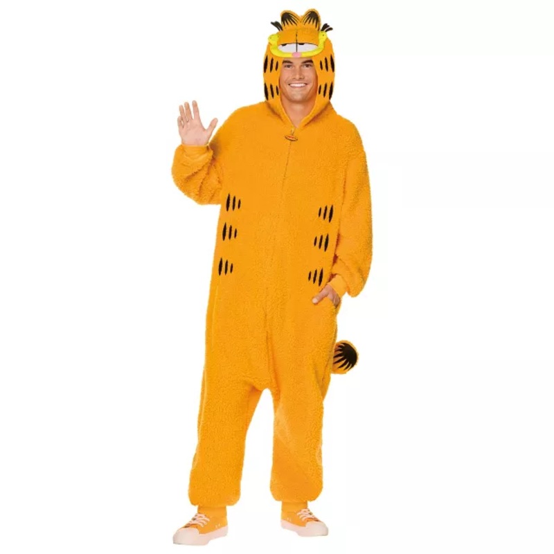 Adult Garfield Jumpsuit Costume ORANGE ONE SIZE FITS MOST