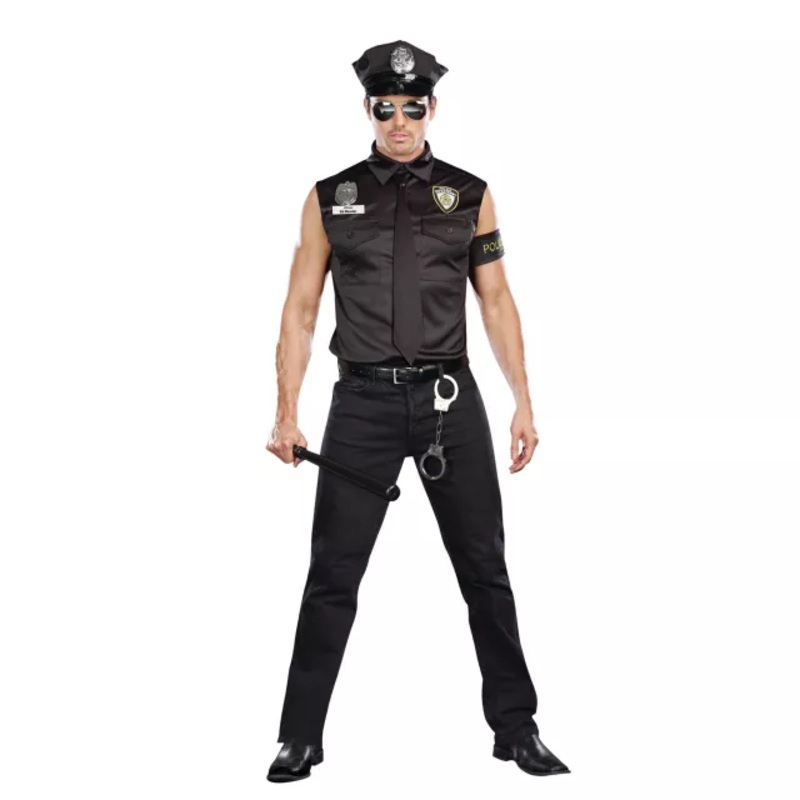 Adult Officer Handsome Police Costume BLACK ADULT SMALL