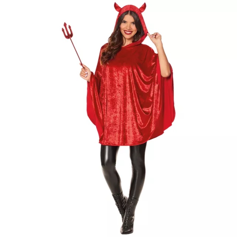 Adult Red Devil Poncho RED ONE SIZE FITS MOST