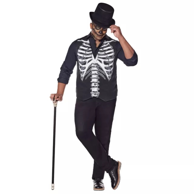 Adult Skeleton Plus Size Vest BLACK 2X