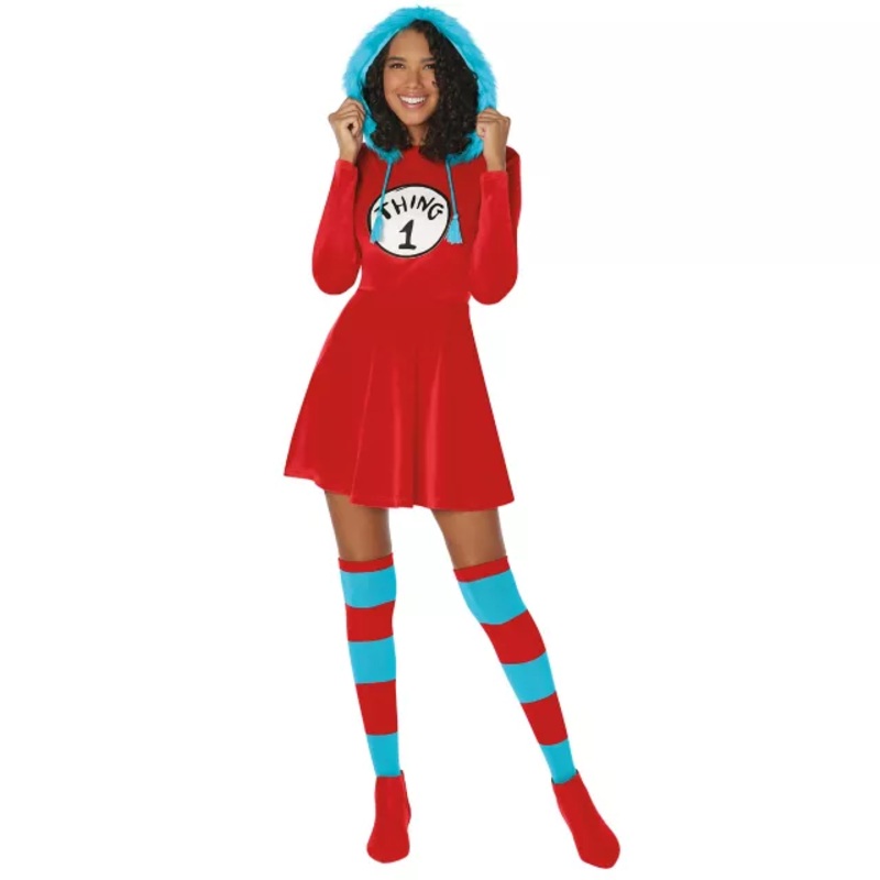 Adult Thing 1 Dress Plus Size Costume - Dr. Seuss RED 1X