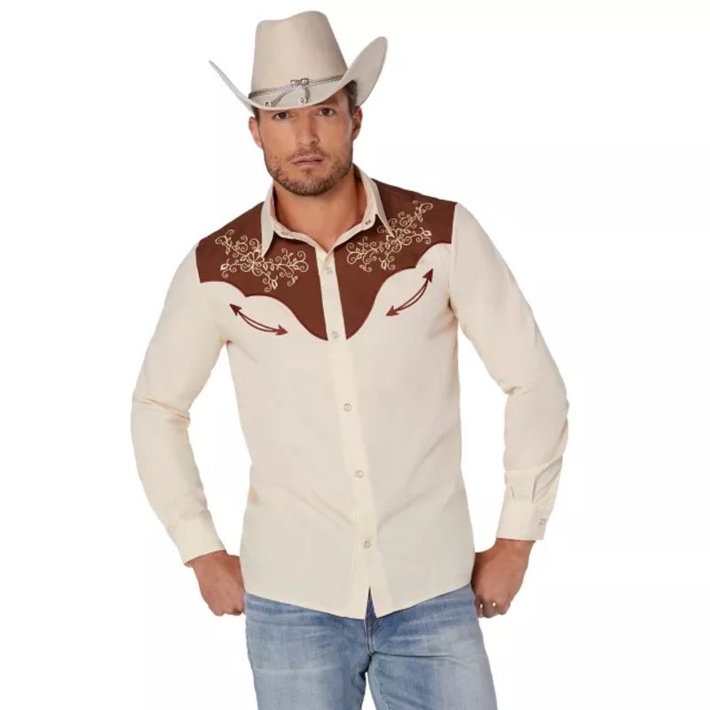 Adult Western Cowboy Shirt BLACK AND IVORY ADULT MEDIUM