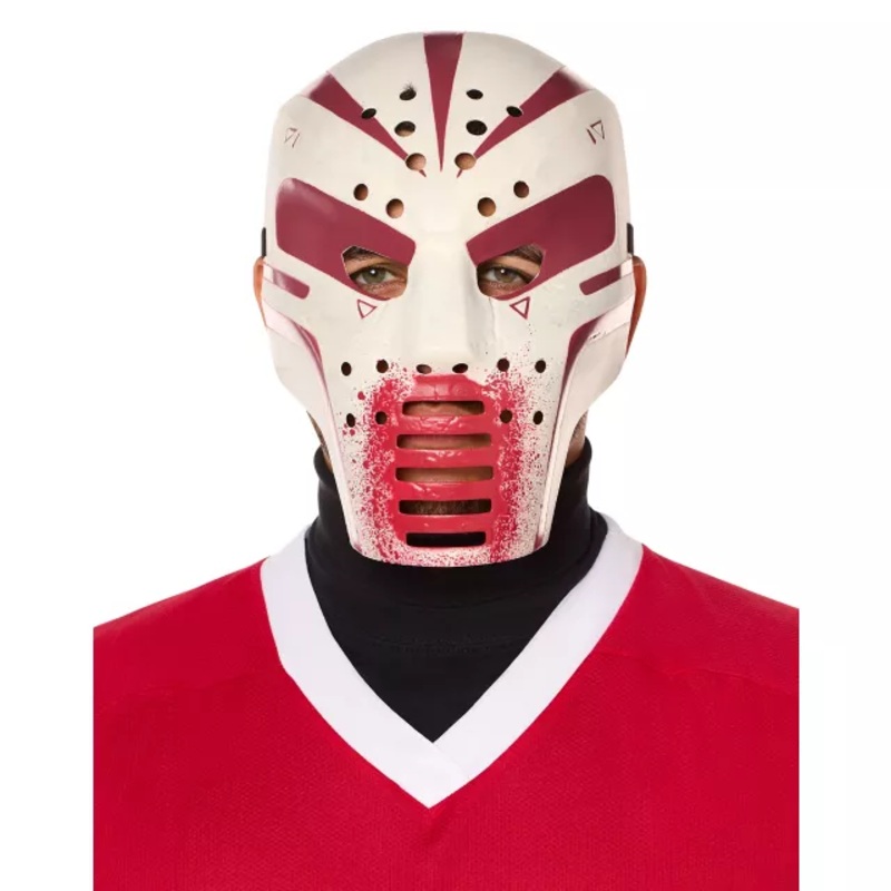 Blood Splattered Hockey Half Mask RED AND WHITE ONE SIZE FITS MOST