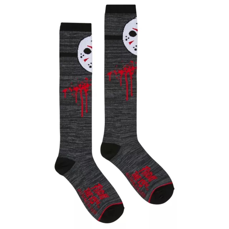 Friday The 13th Knee-High Socks BLACK AND RED ONE SIZE FITS MOST