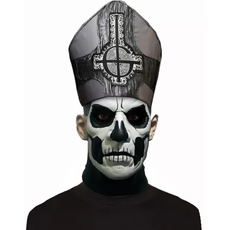 Ghost Papa Deluxe Full Mask and Hat BLACK AND WHITE ONE SIZE FITS MOST