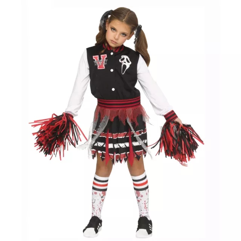 Kids Ghost Face Varsity Cheer Costume BLACK CHILD SMALL