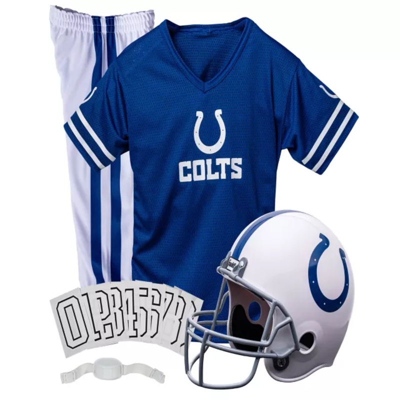 Kids Indianapolis Colts NFL Deluxe Uniform Costume - Franklin Sports BLUE / WHITE YOUTH SMALL