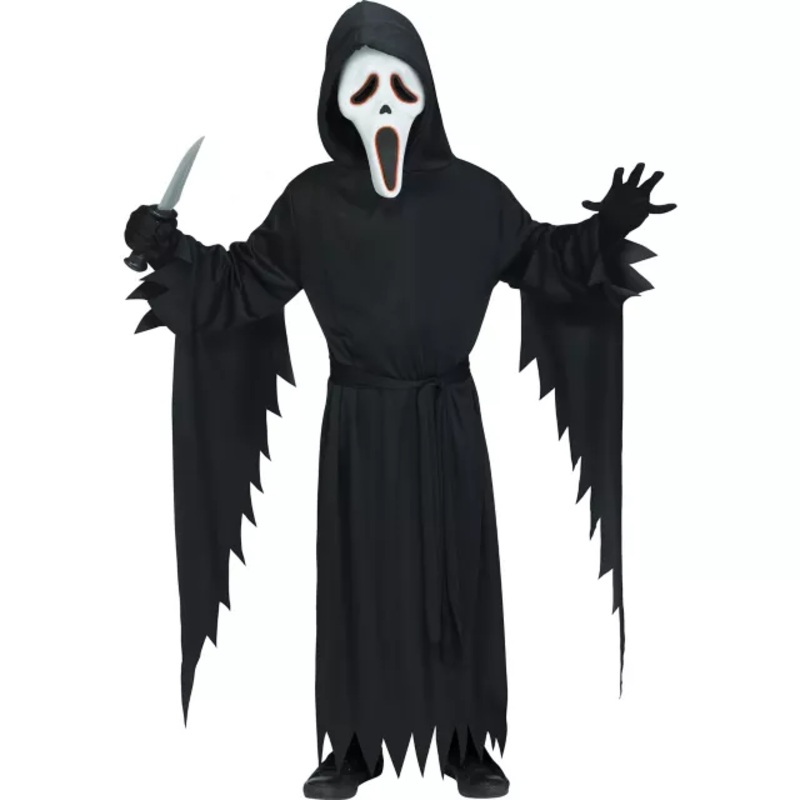 Kids Light-Up Ghost Face Costume BLACK CHILD SMALL