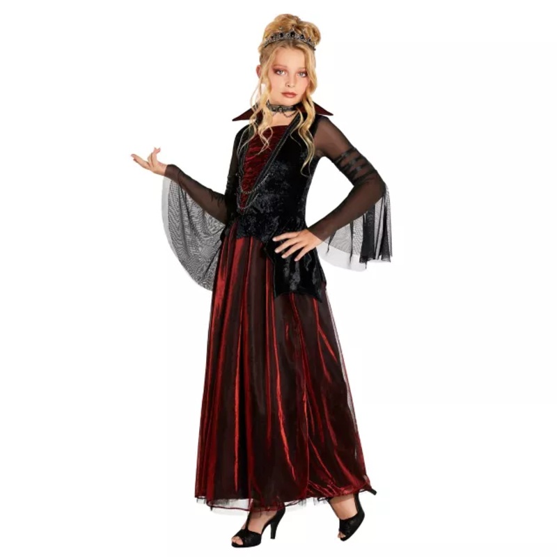 Kids Royal Vampiress Costume Deluxe BLACK AND RED CHILD SMALL