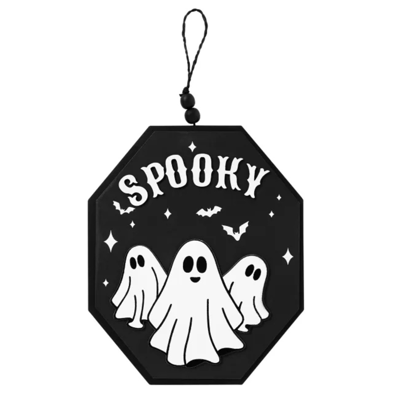 Spooky Ghost Sign BLACK AND WHITE 10 INCHES
