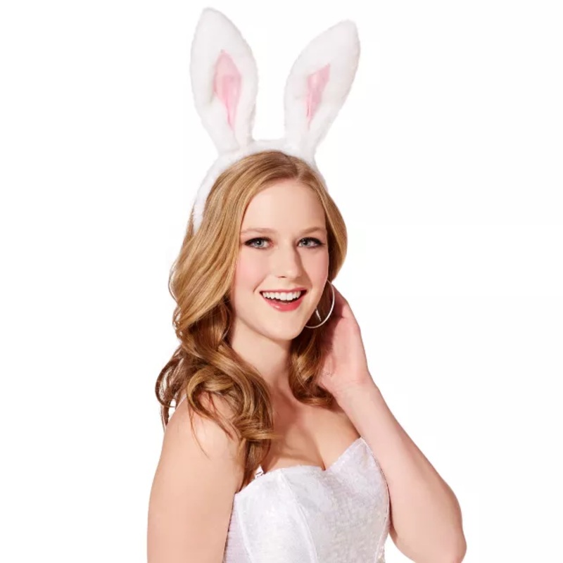 White Bunny Ears WHITE AND PINK ONE SIZE FITS MOST