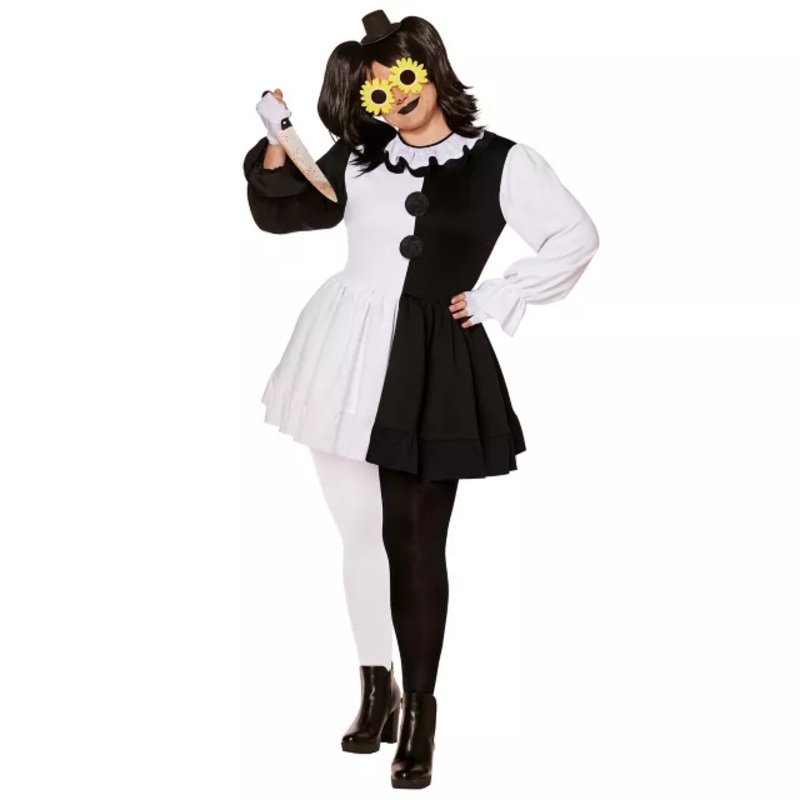 Adult Art the Clown Plus Size Costume - Terrifier BLACK AND WHITE 1X