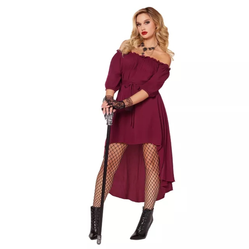 Adult Burgundy Peasant Dress BURGUNDY SMALL/MEDIUM