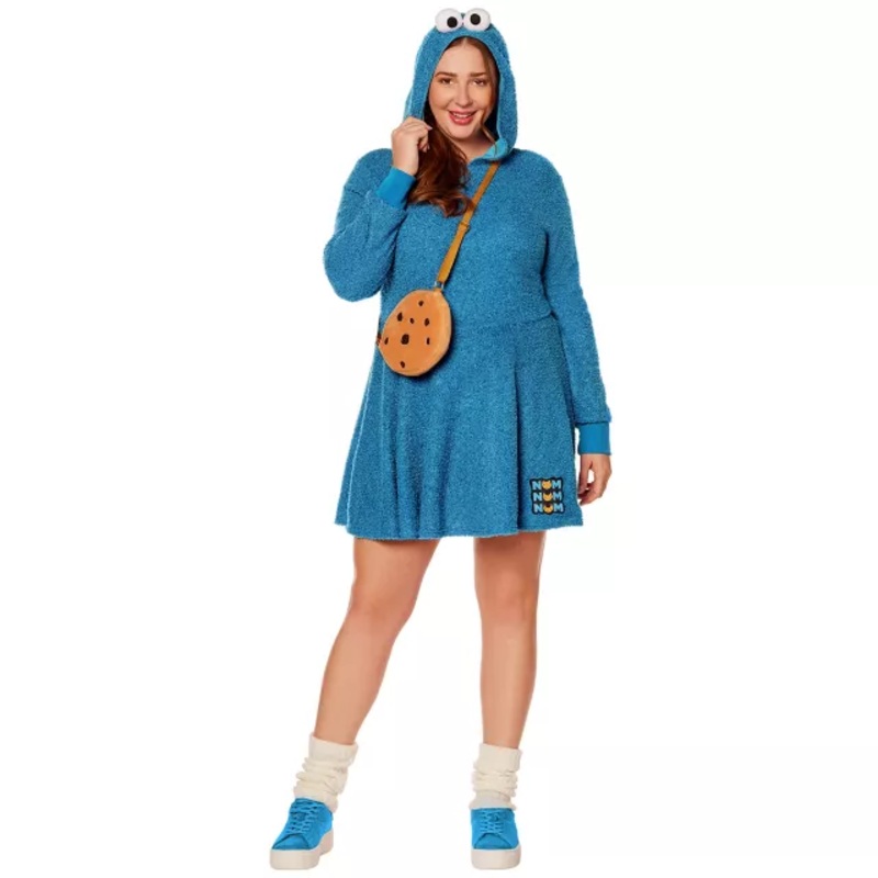 Adult Cookie Monster Plus Size Dress Costume - Sesame Street BLUE 1X