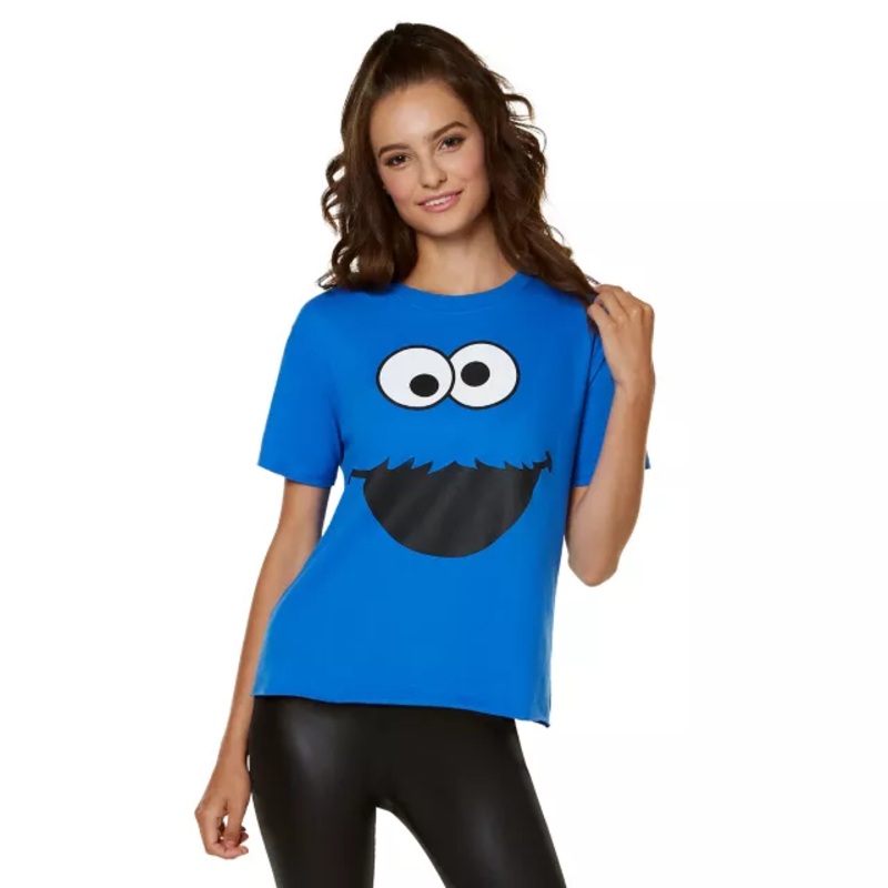 Adult Cookie Monster T Shirt - Sesame Street BLUE ADULT SMALL