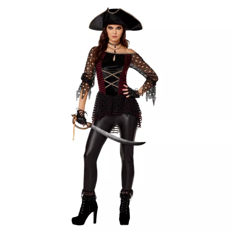 Adult Dark Pirate Costume BLACK ADULT EX SMALL