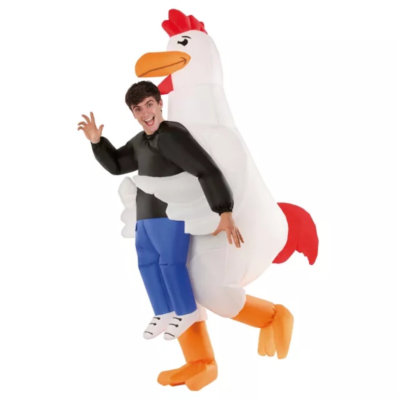 Adult Inflatable Chicken Abduction Costume WHITE ONE SIZE FITS MOST