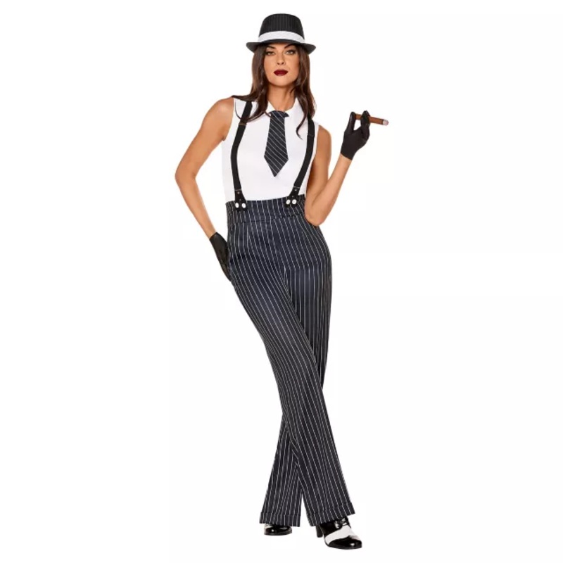Adult Panted Gangster Costume BLACK ADULT EX SMALL