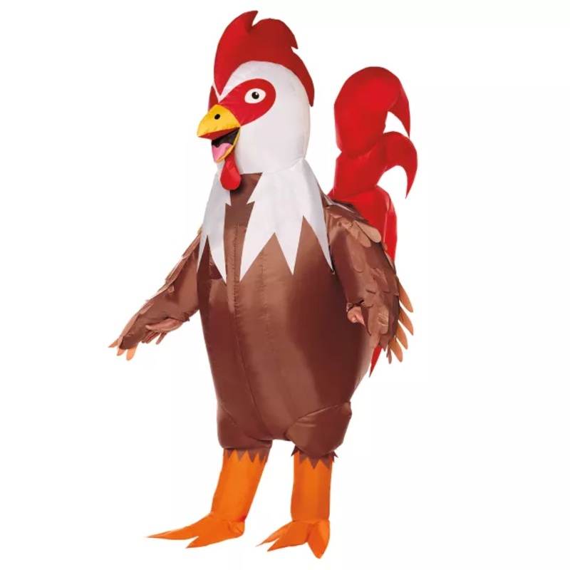 Adult Rooster Inflatable Costume WHITE AND BROWN ONE SIZE FITS MOST