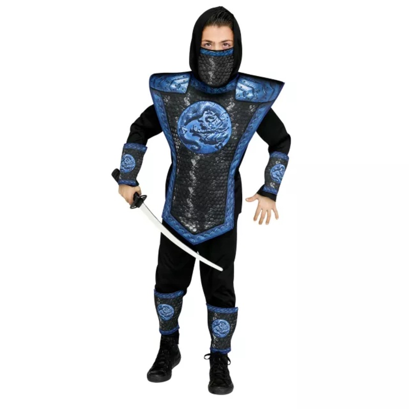 Kids Blue Dragon Ninja Costume BLUE CHILD SMALL