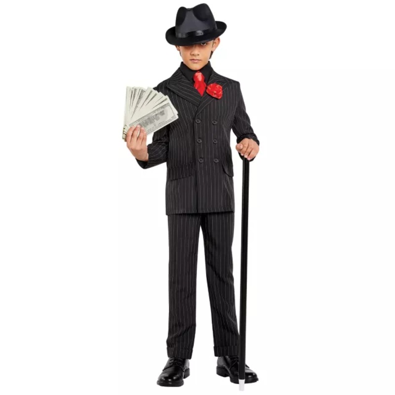 Kids Gangster Suit Costume BLACK AND WHITE CHILD SMALL