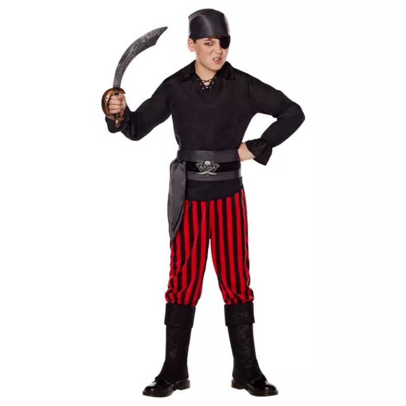 Kids Pirate Pillager Costume BLACK AND RED CHILD SMALL