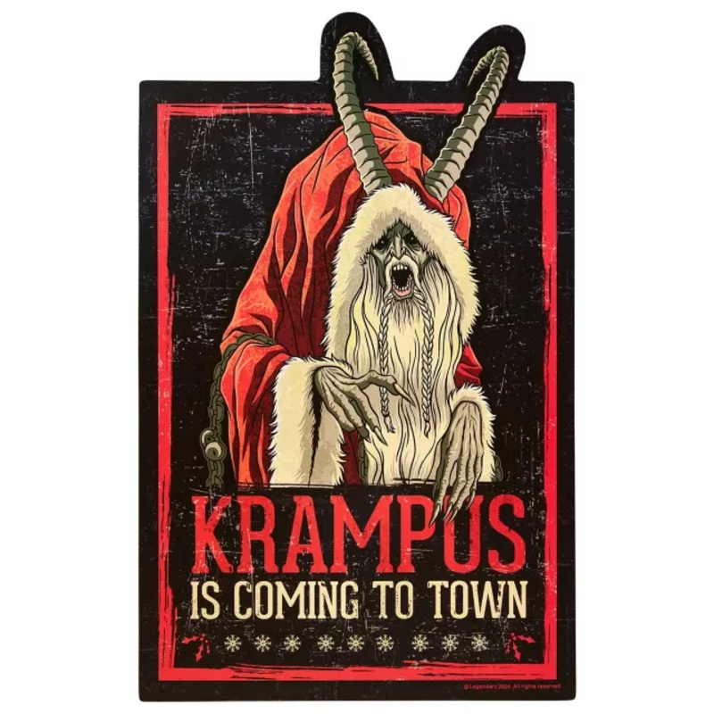 Krampus Is Coming to Town Sign BLACK / MULTI 18 INCH