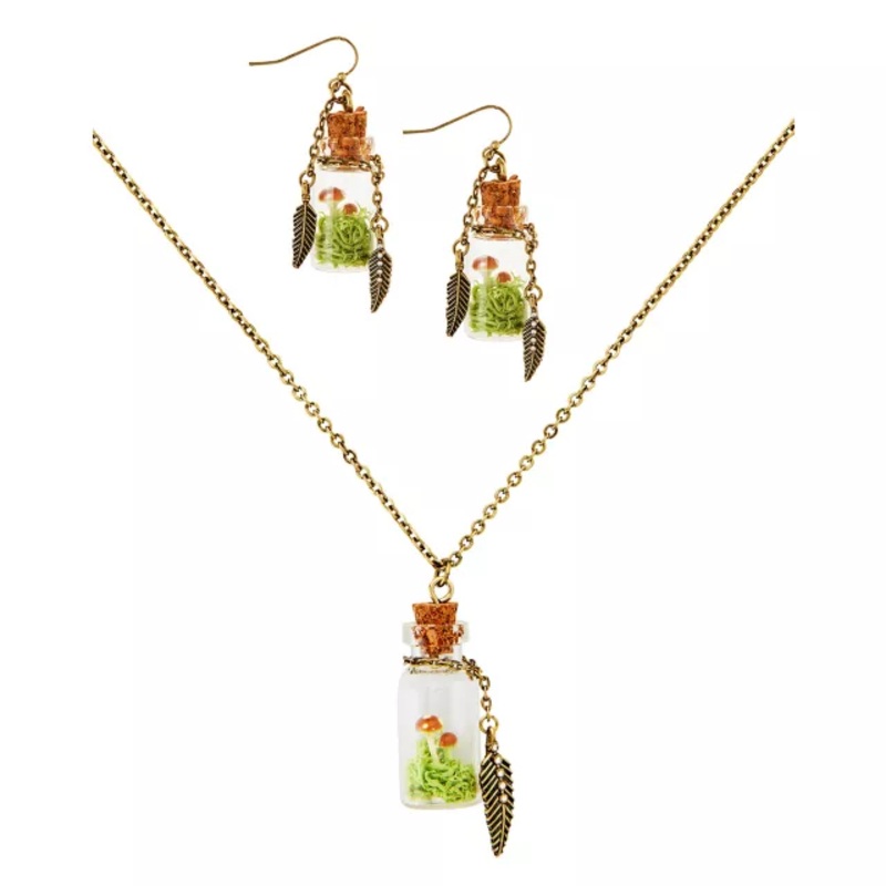 Mushroom Bottle Jewelry Set GREEN - MULTI ONE SIZE FITS MOST
