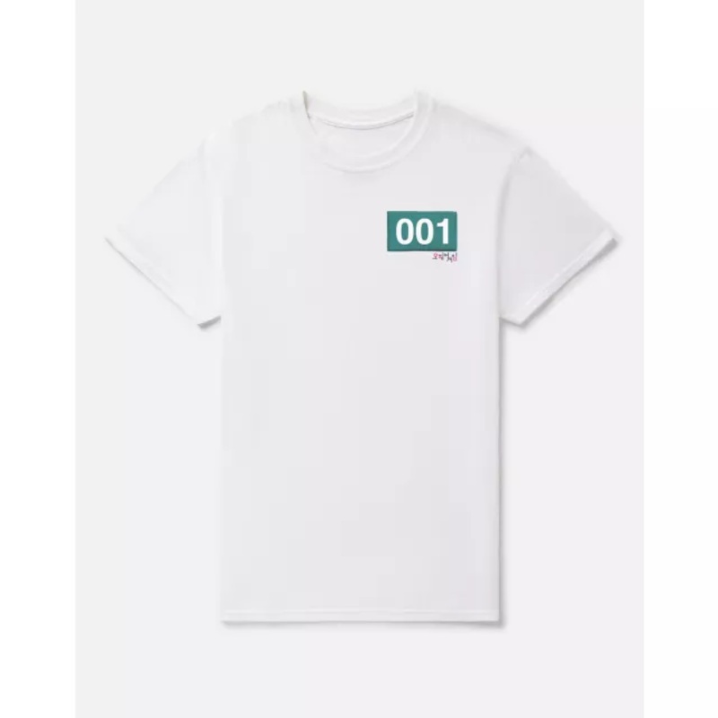 Player 001 T Shirt - Squid Game WHITE ADULT SMALL