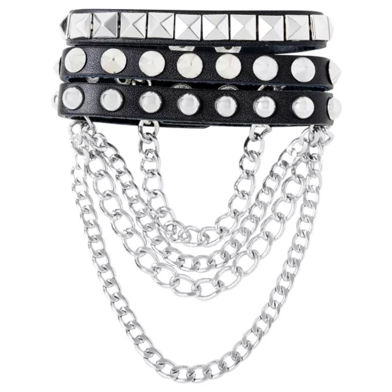 Studded Chain Punk Rock Bracelet BLACK ONE SIZE FITS MOST