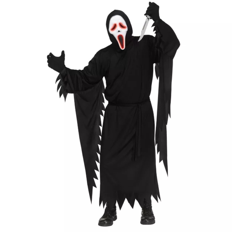 Adult Light-Up E.L. Ghost Face Costume BLACK PLUS SIZE
