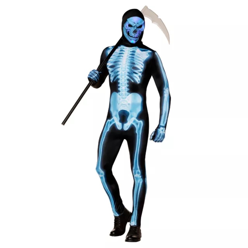 Adult Light-Up X-Ray Skeleton Costume BLACK AND  BLUE ADULT MEDIUM