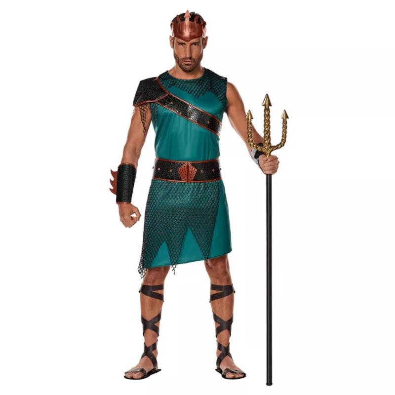 Adult Poseidon Costume TEAL AND BROWN ADULT MEDIUM