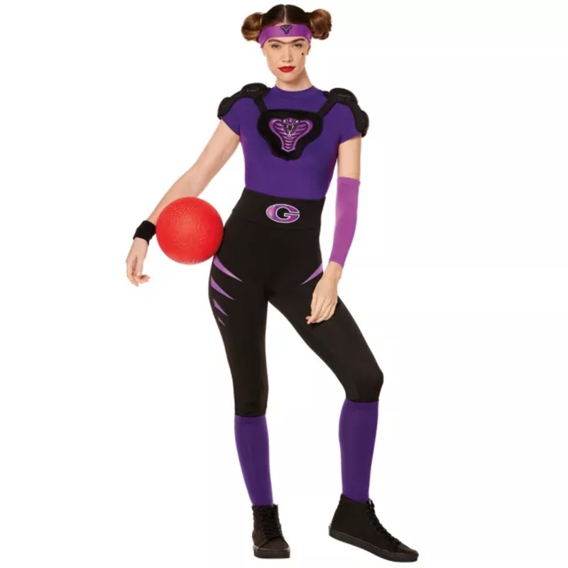 Adult Purple Cobra Uniform Costume - Dodgeball BLACK AND PURPLE ADULT EX SMALL