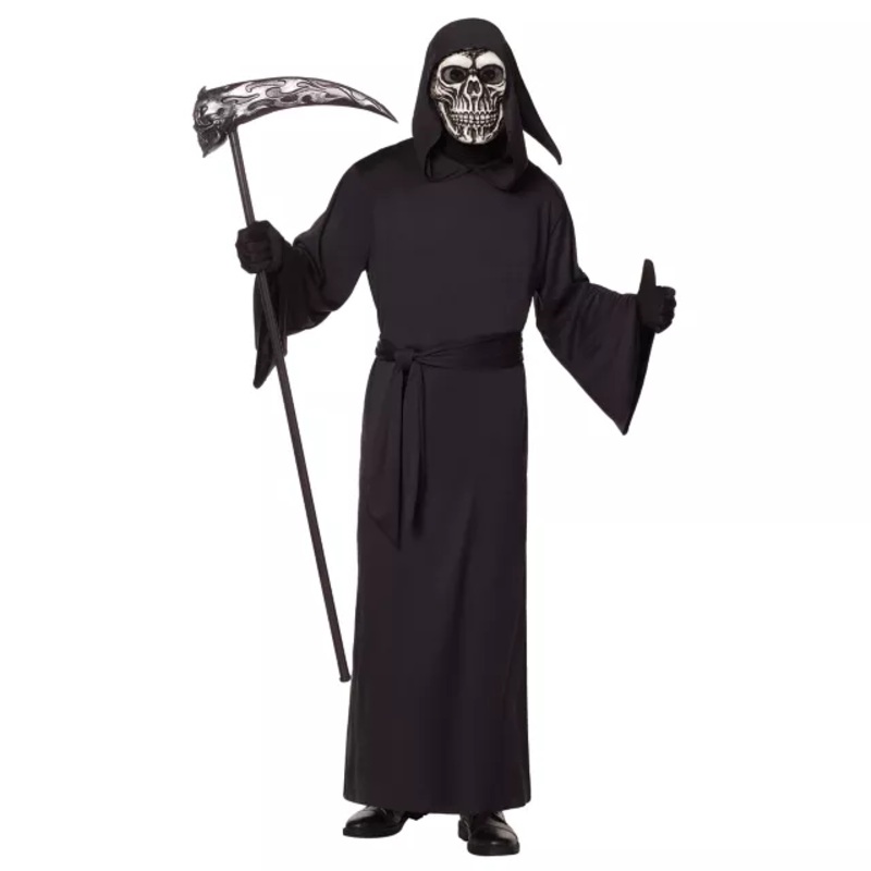 Adult Reaper Skeleton Robe Costume BLACK ONE SIZE FITS MOST