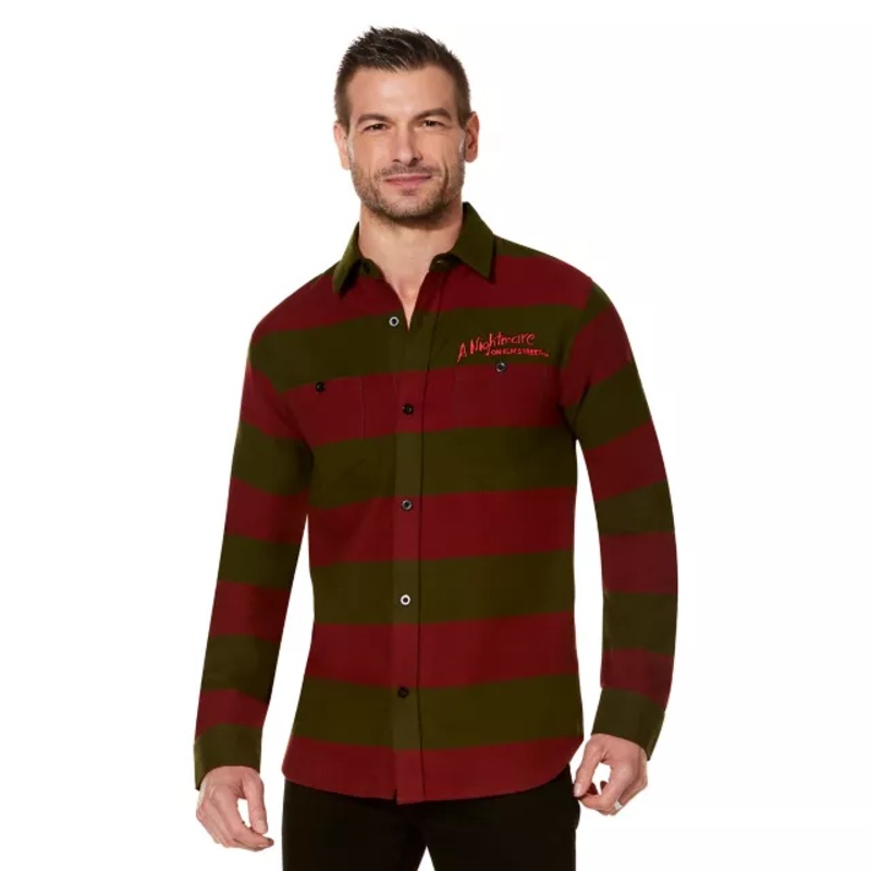 Freddy Krueger Claw Flannel Shirt - A Nightmare on Elm Street RED GREEN ADULT SMALL