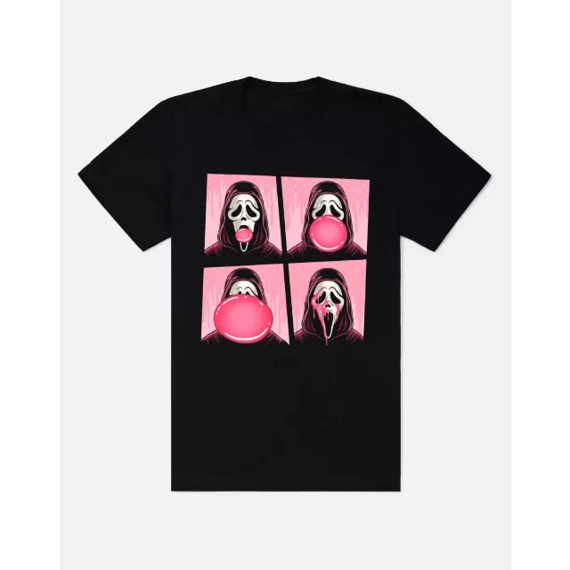 Ghost Face Bubble Gum Pop Art T Shirt BLACK ADULT SMALL