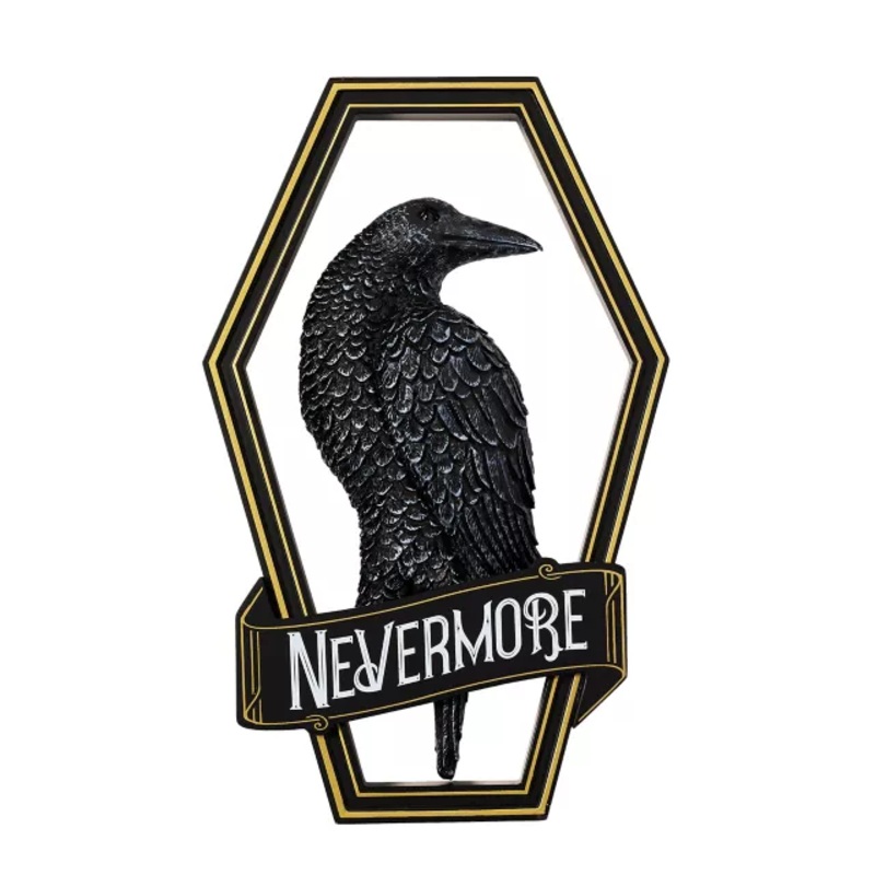 Gothic Noir Nevermore Raven Sign BLACK 12 INCHES