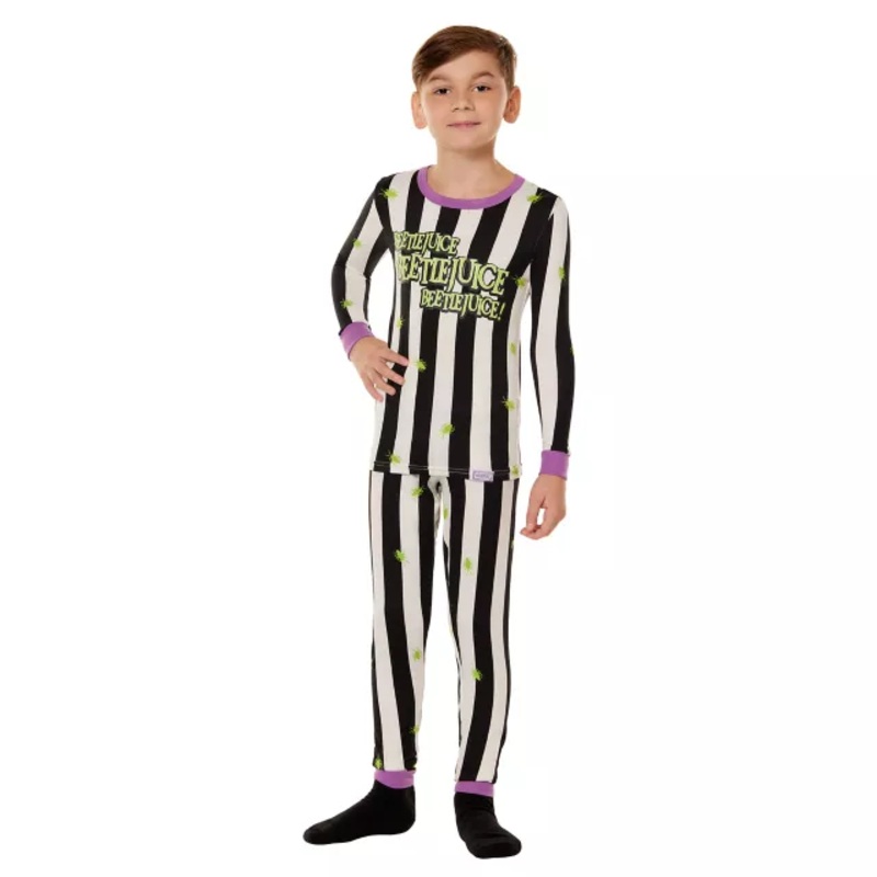 Kids Beetlejuice Pajama Set BLACK AND WHITE CHILD SMALL