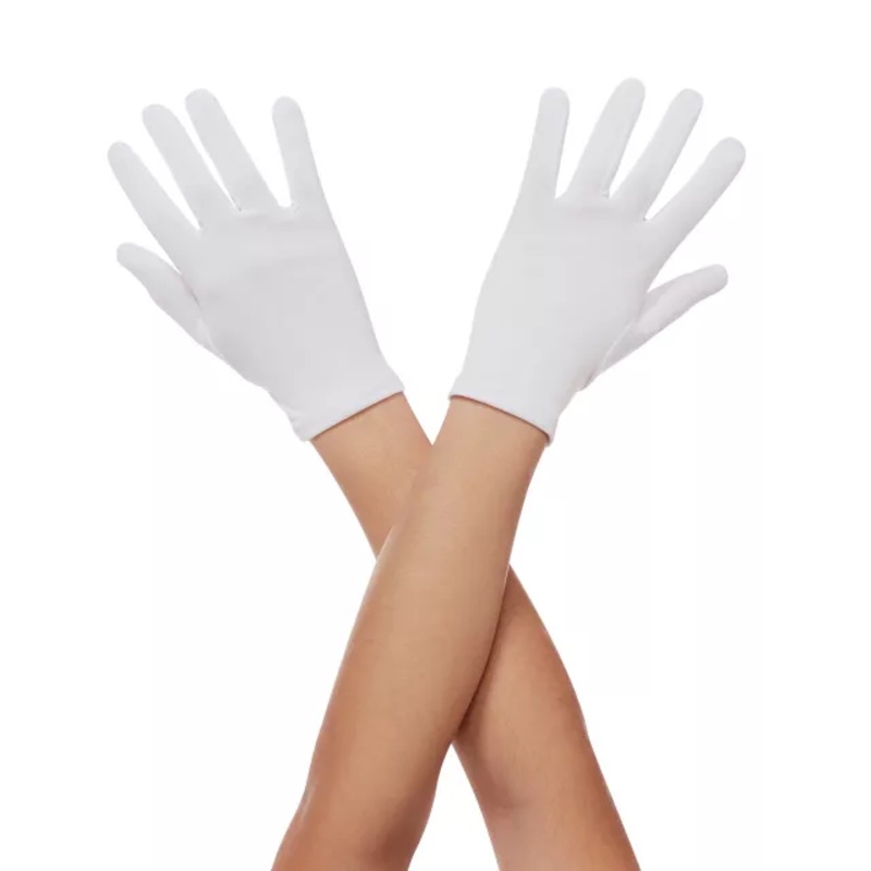 Kids White Short Gloves WHITE CHILD ONE SIZE