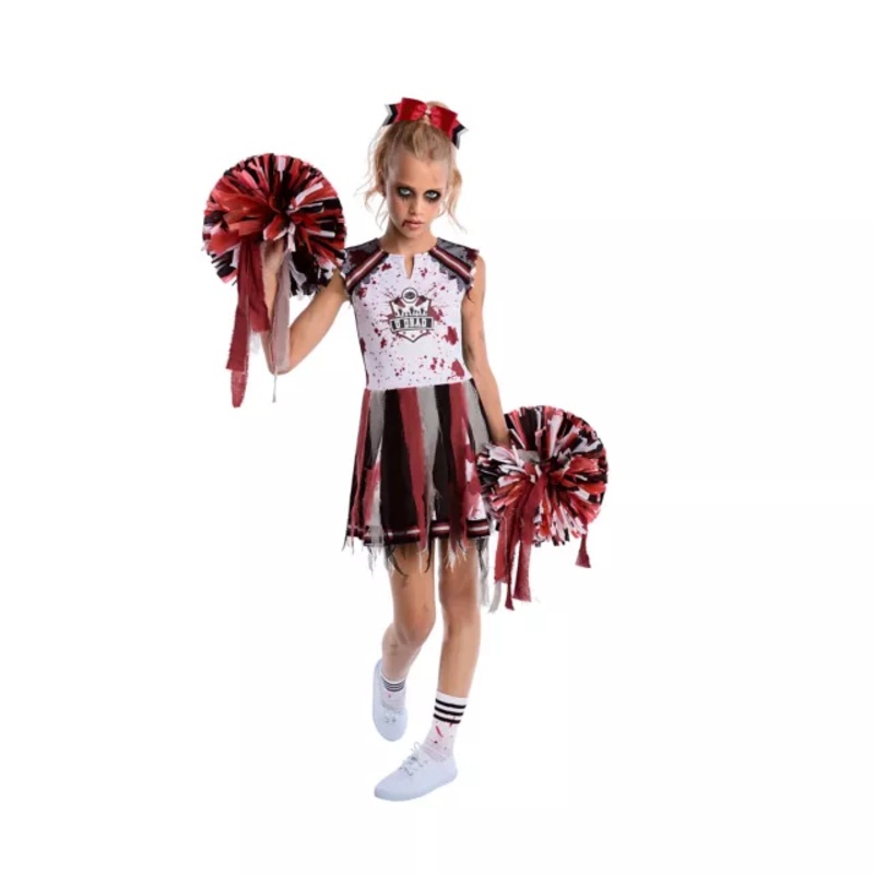 Kids Zombie Cheerleader Costume RED CHILD EXTRA SM